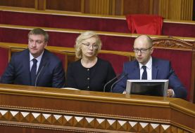Pavel Petrenko, Lyudmila Denisova and Arseniy Yatsenyuk
