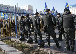 Law enforcers during the action of "Svoboda"