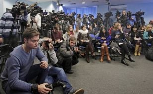 Представители СМИ на пресс-конференции