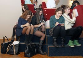 Students and teachers write dictation Ukrainian National Unity