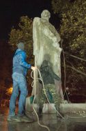 Activists are trying to demolish the monument to Felix Dzerzhinsky