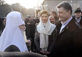 Petr Poroshenko, Marina Poroshenko and Filaret