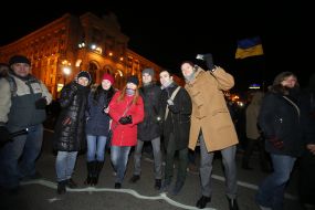 Participants of patriotic flashmob