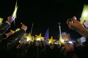 Participants of patriotic flashmob