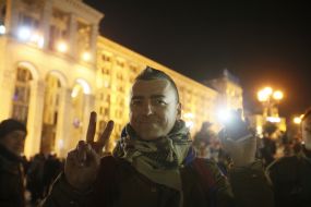 Participants of patriotic flashmob