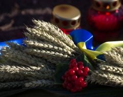 Composition with ears and viburnum