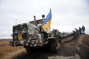 Anti-tank ditch on the border with Russia