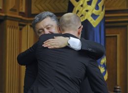 Arseniy Yatsenyuk and Petr Poroshenko
