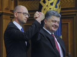 Arseniy Yatsenyuk and Petr Poroshenko