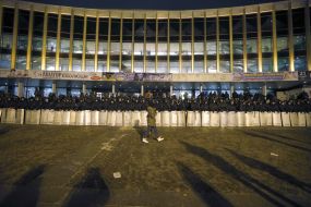 Activists picket Palace of Arts "Ukraine"