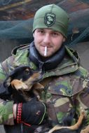Ukrainian soldier with a dog