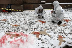 Theatrical protest against the fur industry