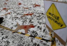 Theatrical protest against the fur industry