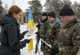 Marina Poroshenko during a meeting with the military