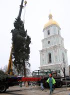 Installation of the main New Year tree