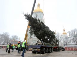 Installation of the main New Year tree