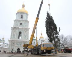 Installation of the main New Year tree
