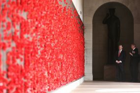 The memorial wall with the names of the victims of war
