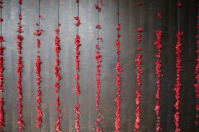 The memorial wall with the names of the victims of war