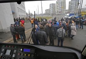 Protest action of employees KP "Kievpasstrans"