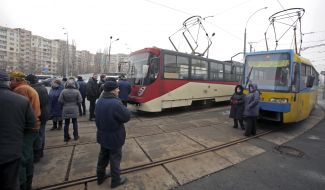 Protest action of employees KP "Kievpasstrans"