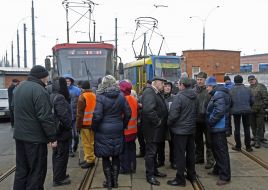 Protest action of employees KP "Kievpasstrans"
