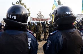 Protesters against illegal construction
