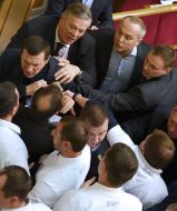 Scuffle in the session hall of the Ukrainian Parliament