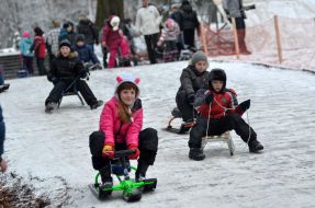 Діти катаються на санках