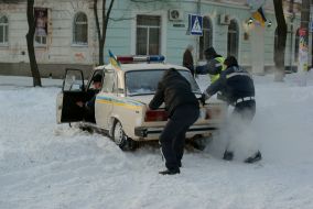 Сильный снегопад в Николаеве
