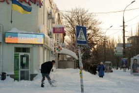 Сильный снегопад в Николаеве