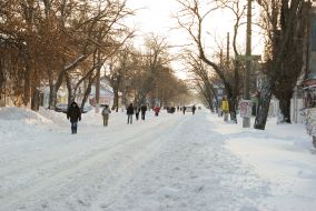 Сильный снегопад в Николаеве