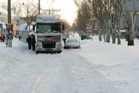 Сильный снегопад в Николаеве