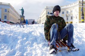 Сильный снегопад в Одессе