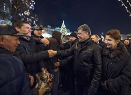 Петр Порошенко и Марина Порошенко на Софийской площади