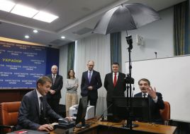 Eka Zguladze, Arseniy Yatsenyuk and Arsen Avakov