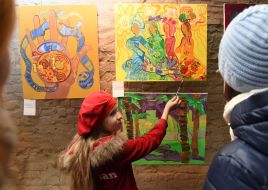 Exhibition of paintings on glass