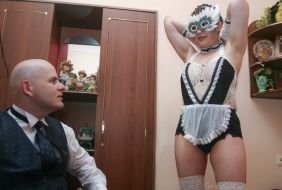 Oles Buzina with half-naked models