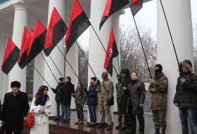 Активисты "Правого сектора" во время акции