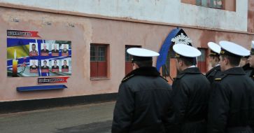 Memorial plaque dead servicemen of the Ukrainian Navy