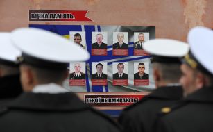 Memorial plaque dead servicemen of the Ukrainian Navy