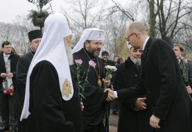 Patriarch Fylaret, Sviatoslav Shevchuk, Ahmed Tamym and Arseniy Yatsenyuk