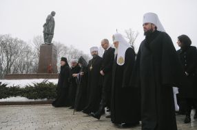 Sviatoslav Shevchuk, Arseniy Yatsenyuk and Patriarch Filaret