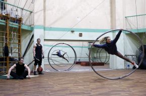 Gymnasts during rehearsal