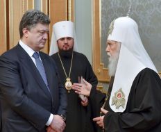 Petro Poroshenko mytropolyt Epiphani and Patriarch Filaret