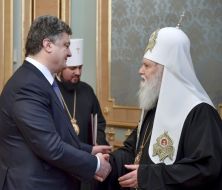 Petro Poroshenko myropolyt Epiphani and Patriarch Filaret
