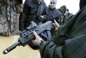 Soldier demonstrates machine "Maliuk"