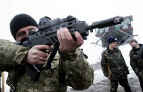Soldier demonstrates machine "Maliuk"