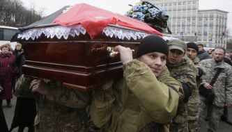 Церемония прощания с бойцом ДУК «Правый сектор» Андреем Прищепюком