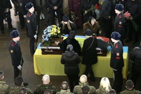 Церемония прощания с бойцом ДУК «Правый сектор» Андреем Прищепюком